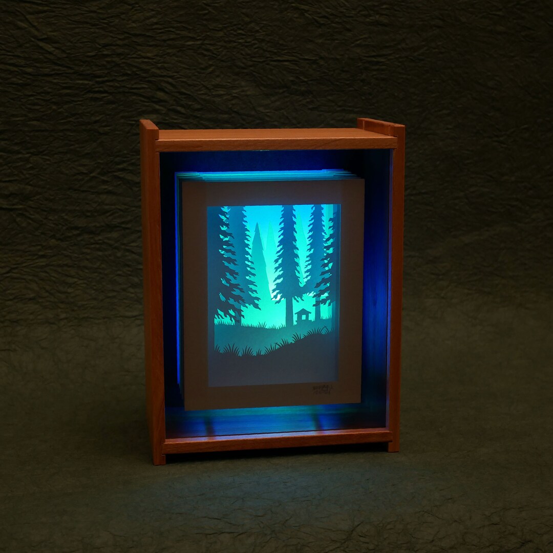 Forest Pines Light Box / Shadow Box Vertical Etsy