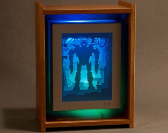 Mecha 01 light box / shadow box - blue/green