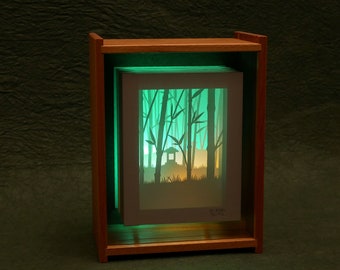 Bamboo Forest light box / shadow box - vertical