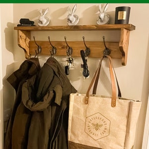 Coat Rack With Shelf High Quality Cast Iron Hooks Wall Mounted Wooden Rustic Farmhouse Style Traditional Hallway Storage Idea Spring Clean
