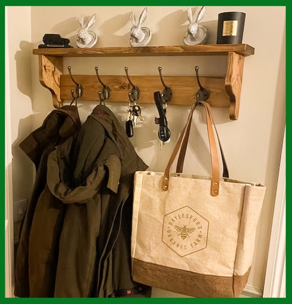 Coat Rack With Shelf High Quality Cast Iron Hooks Wall Mounted Wooden Rustic Farmhouse Style Traditional Hallway Storage Idea Christmas Gift Etsy