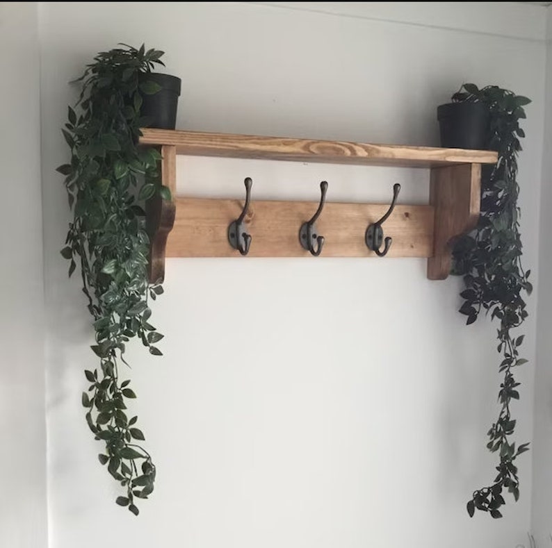 Coat Rack With Shelf High Quality Cast Iron Hooks Wall Mounted Wooden