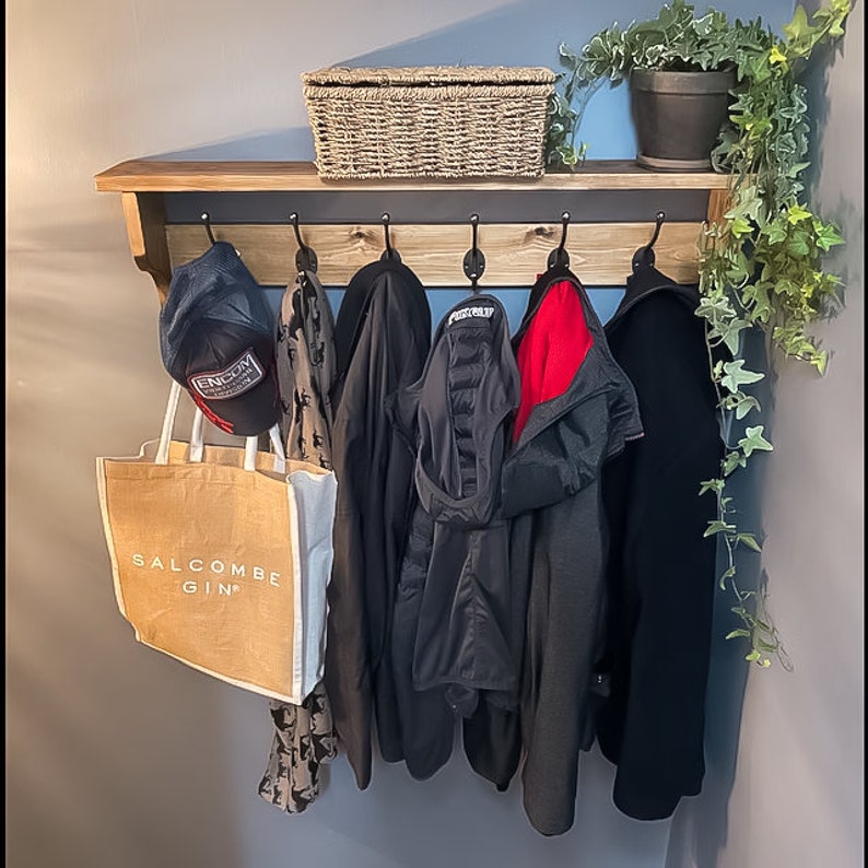 Coat Rack With Shelf High Quality Cast Iron Hooks Wall Mounted Wooden