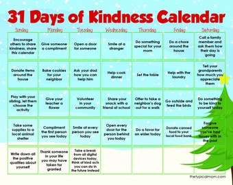 31 Days of Kindness Calendar - Christmas