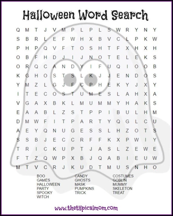 Ghost halloween word search printable