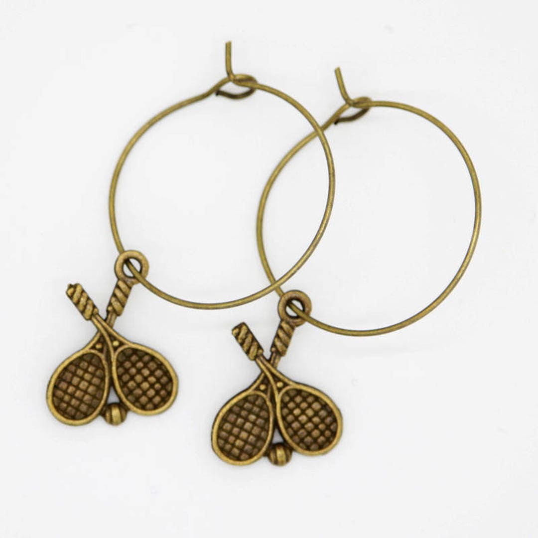 Bronze Double Tennis Earrings Large Hoops Etsy