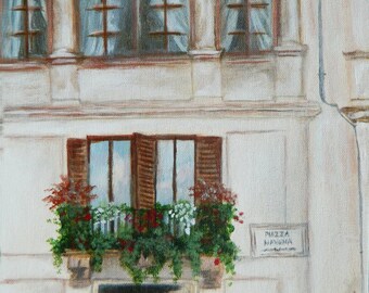 Piazza Navona, Print of Original Acrylic Painting