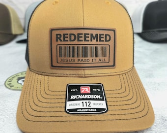 Jesus Hat, Redeemed Trucker Cap, Jesus Saves Christian Hats, Religous Gifts for Husband, Christian Gifts for Men, Follower of Christ Gifts