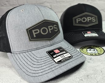 POPS Hat, Pops Patch Hat, Custom Text Caps, Best Pops Birthday Gifts, Pops Richardson 112 Trucker Hats, Custom POP Gifts, Personalized Gifts