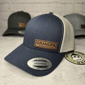 CUSTOM GRANDPA HAT, Grandpa Cap Custom Established Year New Grandpa Hat, Pregnancy Announcement Gifts, Best Custom Grandpa Gift ideas Navy/Silver