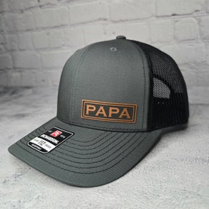 Papa Hat, Customizable Papa Patch Cap, New Papa Pregnancy Announcement Gift, Richardson 112 Personalized Trucker Hat, Custom Text PAPA Gift