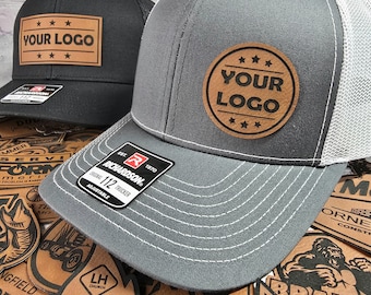 Custom Company Logo Hats, Customizable Name Personalized Text Business Caps Richardson XL Big Head Hat Leather Patch Custom Corporate Gifts