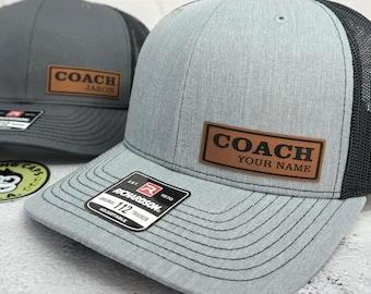 Custom Coach Hat, Personalized Coaches Name Hat, Football, Basketball, Baseball, Soccer, Coach Appreciation Gift Richardson 112 Trucker Hats