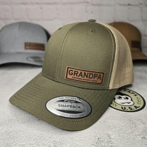 CUSTOM GRANDPA HAT, Grandpa Cap Custom Established Year New Grandpa Hat, Pregnancy Announcement Gifts, Best Custom Grandpa Gift ideas Moss Green/Khaki