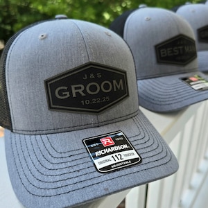 Custom Groom Hat, Personalized Wedding Hats, Best Man, Groomsman Caps, Bridal Party Wedding Gifts, Couples Date Initials Custom Trucker Hats