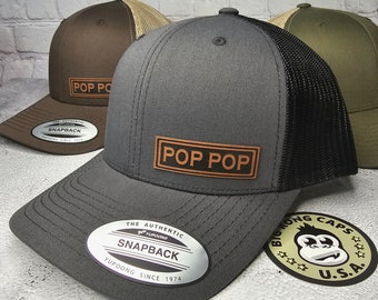 POP POP Hat, Custom Pop Pop Cap, Custom Text Hat, Personalized Pop Pop Pregnancy Announcement Gifts, PopPop Birthday Gifts, PopPop Patch Hat