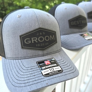 Custom Groom Hat, Personalized Initials Wedding Hats, Best Man, Groomsman, Couples Gifts, Custom Date Personalized Initials Wedding Caps