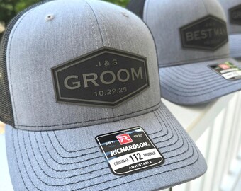 Custom Groom Hat, Personalized Initials Wedding Hats, Best Man, Groomsman, Couples Gifts, Custom Date Personalized Initials Wedding Caps