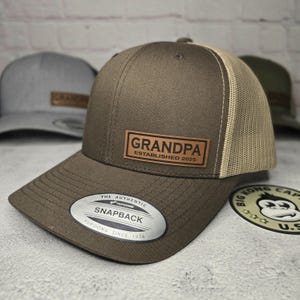 CUSTOM GRANDPA HAT, Grandpa Cap Custom Established Year New Grandpa Hat, Pregnancy Announcement Gifts, Best Custom Grandpa Gift ideas Brown/Khaki