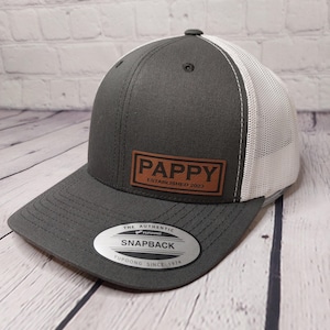 Custom PAPPY HAT, Pappy Cap Customizable Established Year , Custom Text Gifts, Pregnancy Announcement Gifts, New Pappy Richardson 112 Hats