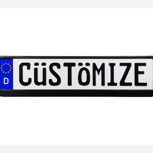 Custom European German License Plate and Frame