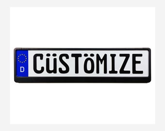 Custom European German License Plate and Frame