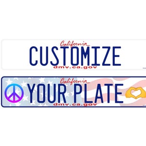 Placa de licença personalizada da Califórnia - tamanho europeu, design de batom