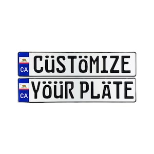 Custom US Flag License Plate - European Style - Pick Your State