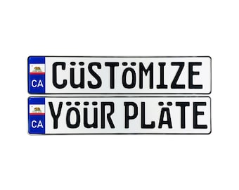 Custom US Flag License Plate - European Style - Pick Your State