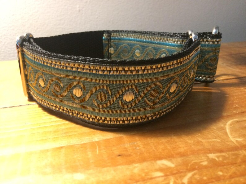 Teal Indian Design Handmade Martingale dog Collar for Etsy
