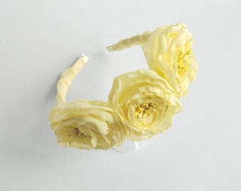 Illuminating yellow flower girl headband Flower Crown floral tiara floral yellow headband flower crown todler headband Hair bows