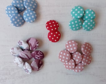Fabric Button, red Polka fots button, 18 mm Fabric Covered Buttons, Blue Mint Blush pink Floral mix for Sewing, Red and White Fabric Button