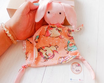 Bunny Comforter, Baby girl Comforter, Baby Comforter, sleep owl baby lovey, soft sleeping toy, sleeping head bunny doudou, first baby toy