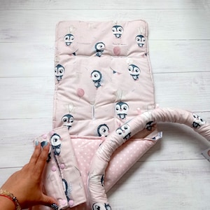 Omkeerbare kinderwagenvoering, kinderwagenpad, kinderwagenvoering, universele kinderwagenvoering, kinderwagenriemhoes, pinguïnprint, kinderwagenstoelhoes
