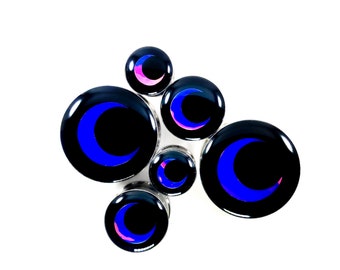 Holographic Moon Plugs | Witchy Goth Gauges | Color Shifting Chameleon Plugs | Trendy Halloween Plugs | 0g 00g 7/16 1/2 9/16 5/8 3/4 7/8 1”