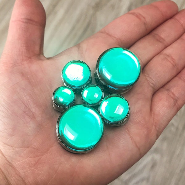 Mermaid Opal Foil Plugs 0g, 00g, 7/16, 1/2, 9/16, 5/8, 3/4, 7/8, 1"  (Double Flare & Single Flare available)