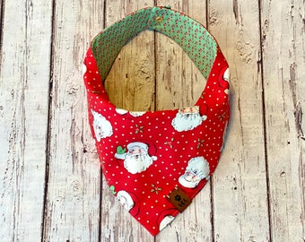 Santa Dog Bandana | Candy Cane Dog Bandana | Christmas Dog Bandana | Winter Dog Bandana | Bandana for Dogs | Pet Bandana | Snap Bandana |Red