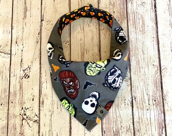 Monster Dog Bandana | Halloween Dog Bandana | Candy Corn Dog Bandana | Bandana for Dogs | Pet Bandana | Reversible | Snap On Dog Bandana