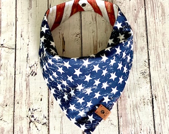 American Flag Dog Bandana | Dog Bandana with Name | Red White and Blue | Bandana for Dogs | Personalized | 4th of July | Stars Stripes | USA