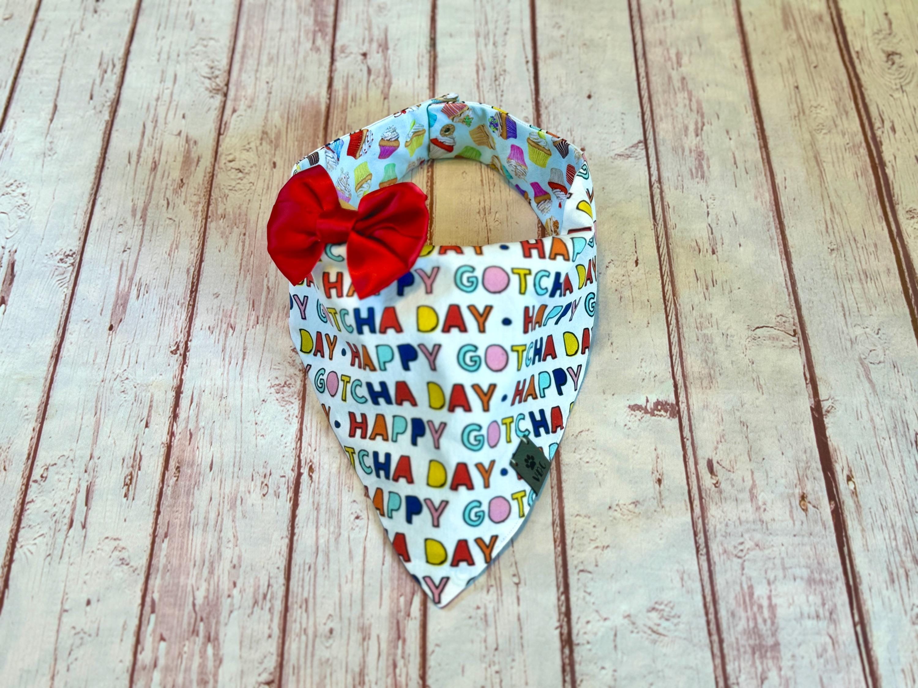 Gotcha Day Dog Bandana | Cupcake Dog Bandana | Gotcha Day Gift for Dogs | Dog Bow | Happy Gotcha Day | Dog Gift | Red Bow | Birthday Bandana