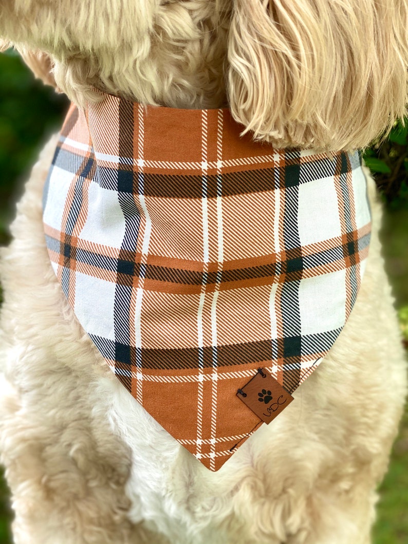 Fall Dog Bandana Plaid Dog Bandana Orange Plaid Bandana Etsy