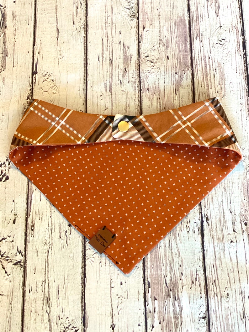 Fall Dog Bandana Plaid Dog Bandana Orange Plaid Bandana Etsy