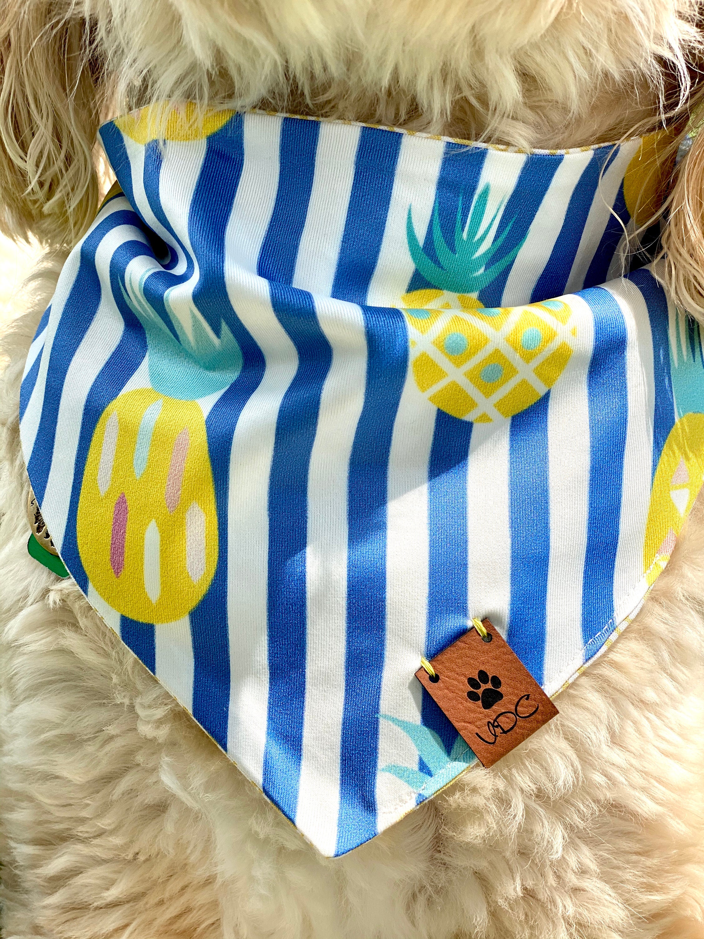 Pineapple Dog Bandana Yellow Herringbone Dog Bandana Blue Etsy Canada