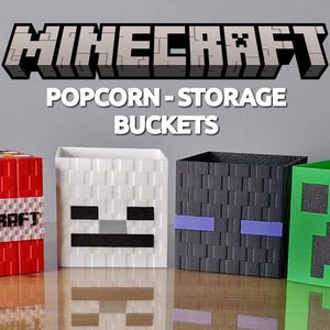 Cubos de palomitas de maíz de Minecraft / Cajas de almacenamiento impresas en 3D / TNT, Creeper, Enderman, Cabeza de esqueleto / Decoración de sala de juegos, regalo para fanáticos de Minecraft 3D