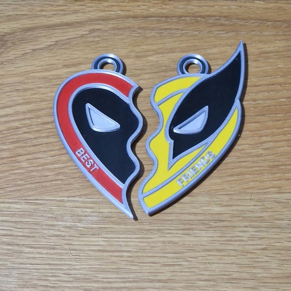 Porte-clés/collier Deadpool Wolverine Heart Logo - Imprimé en 3D