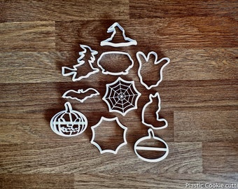 Halloween Cookie Cutters - 3D Printed - Pumpkin -  Witch - Ghost - Spiderweb - Bat - Cat - Cauldron - Baking - Modeling clay