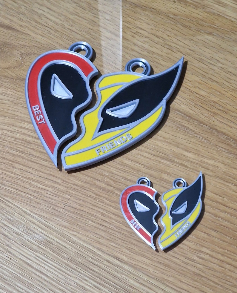 Deadpool Wolverine Heart Logo Keychain / Necklace 3D Printed image 7