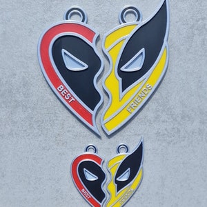 Deadpool Wolverine Heart Logo Llavero / Collar Impreso en 3D imagen 1