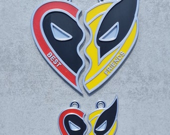 Deadpool Wolverine Heart Logo Llavero / Collar - Impreso en 3D