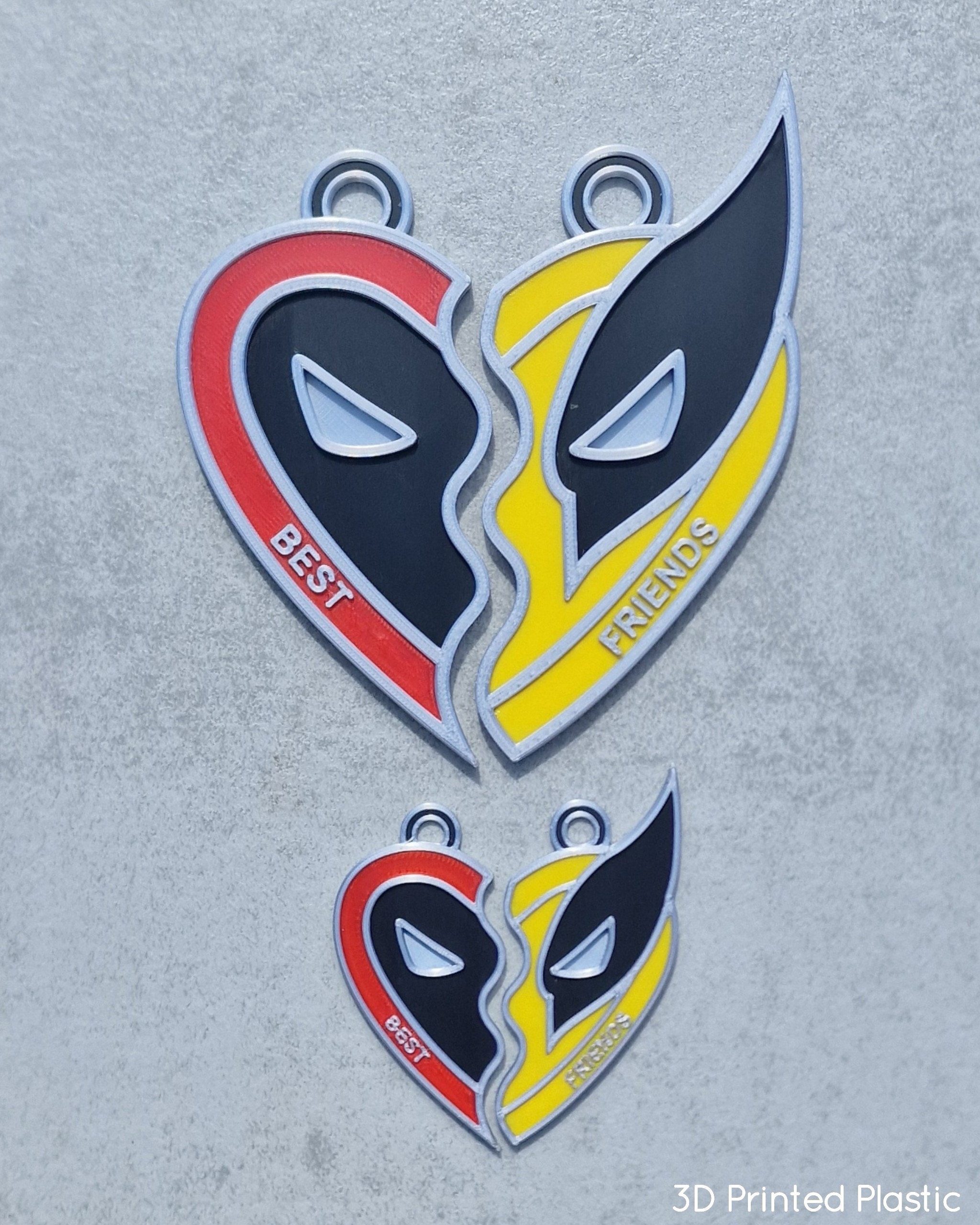 Deadpool Wolverine Heart Logo Keychain / Necklace - 3D Printed